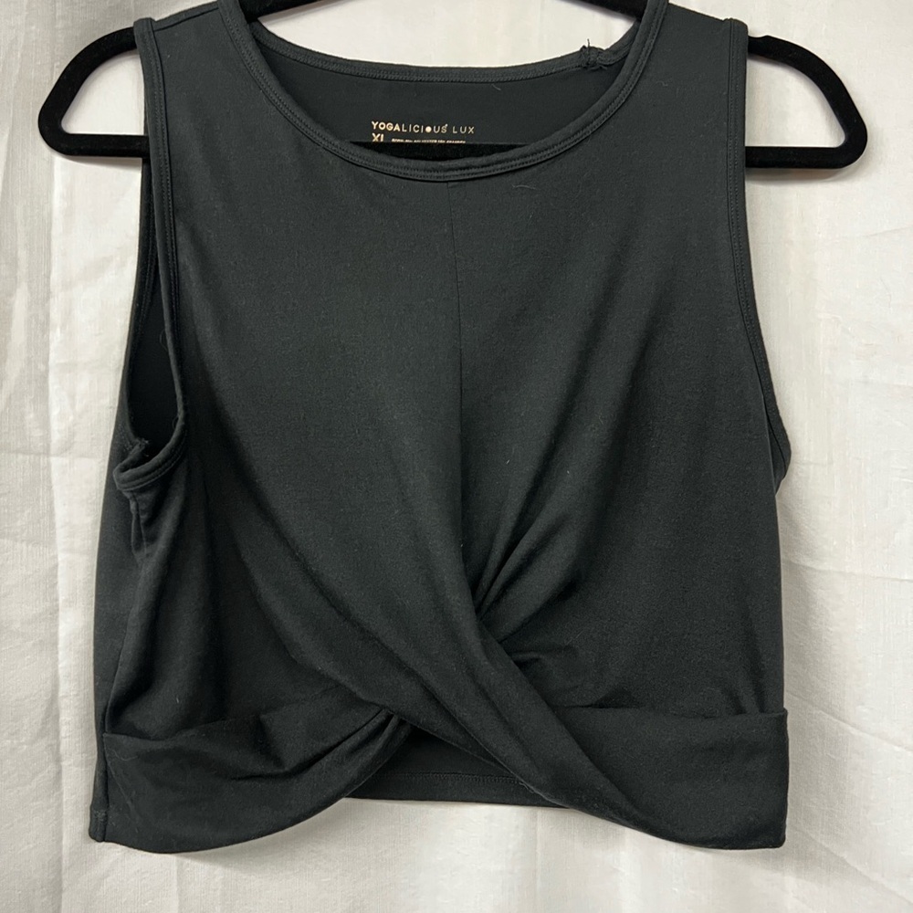 Black Sleeveless Twist-Front Top
